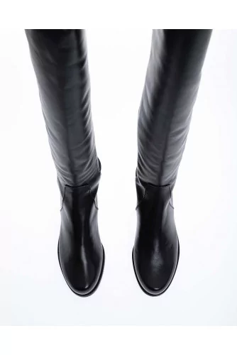 Nappa leather and stretch thigh high boots 40