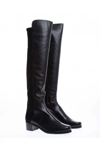 Nappa leather and stretch thigh high boots 40