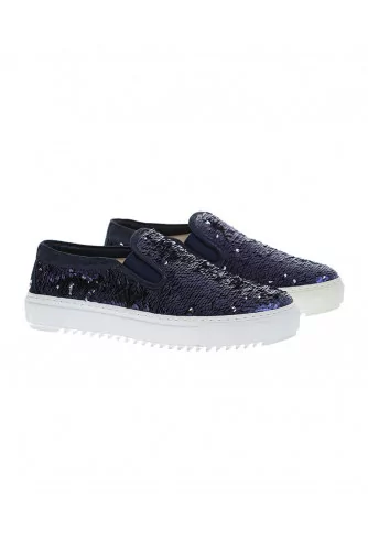 Sans-gêne 2 élastiques Bleu marine paillettes AGL Femme