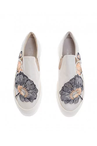 Nappa leather slip-on shoes with embroidered flowers