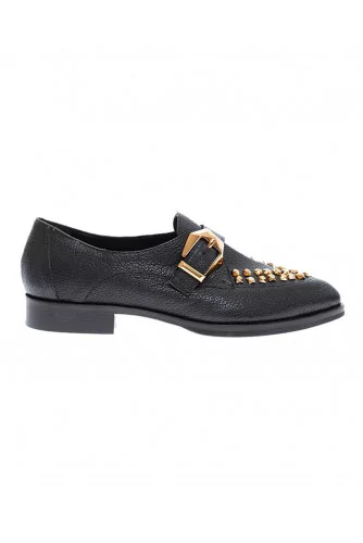 Calf leather derbys shoes with golden studs 10