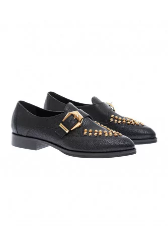 Calf leather derbys shoes with golden studs 10