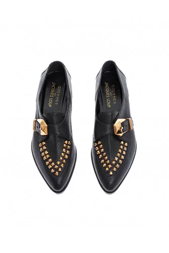 Calf leather derbys shoes with golden studs 10