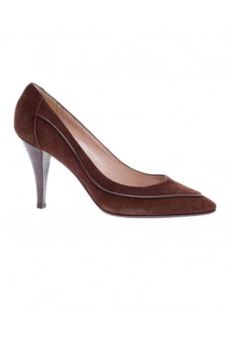 Split leather pumps with leather piping 85