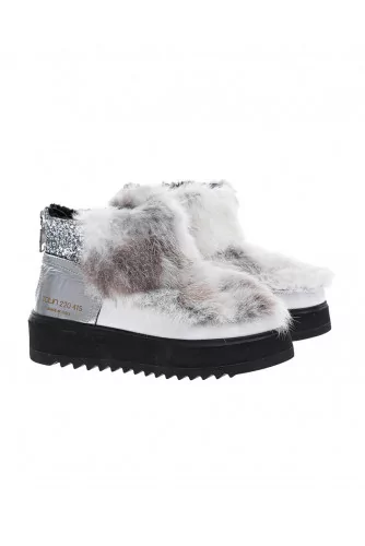 Fur and calf leather low boots