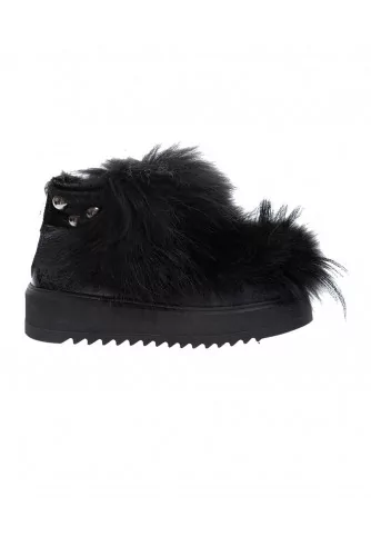 Leather and fur low boots