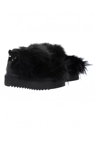 Leather and fur low boots
