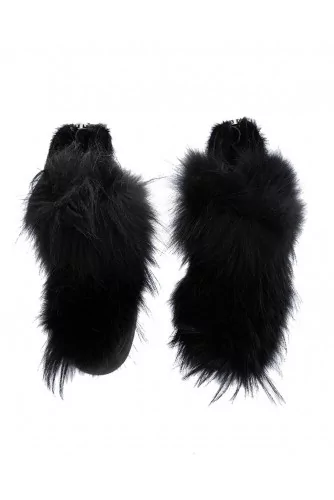 Leather and fur low boots