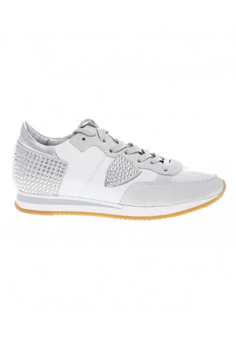 Tropez - Split leather and nylon sneakers with strass