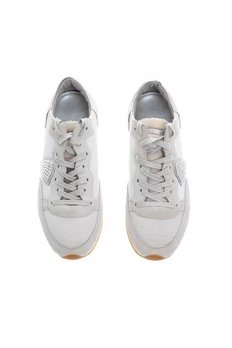 Tropez - Split leather and nylon sneakers with strass