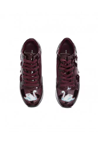 Tropez Bright - Calf leather sneakers with flowers and swans print
