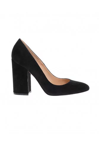 Suede pumps with large heel 100