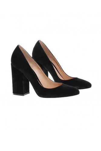 Suede pumps with large heel 100