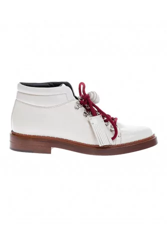 Calf leather low boots with laces