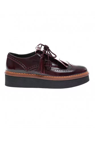 Derby + patte franges plateforme 50 Vernis Bordeaux Tod's Femme