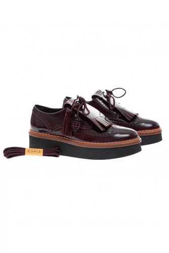 Derby + patte franges plateforme 50 Vernis Bordeaux Tod's Femme