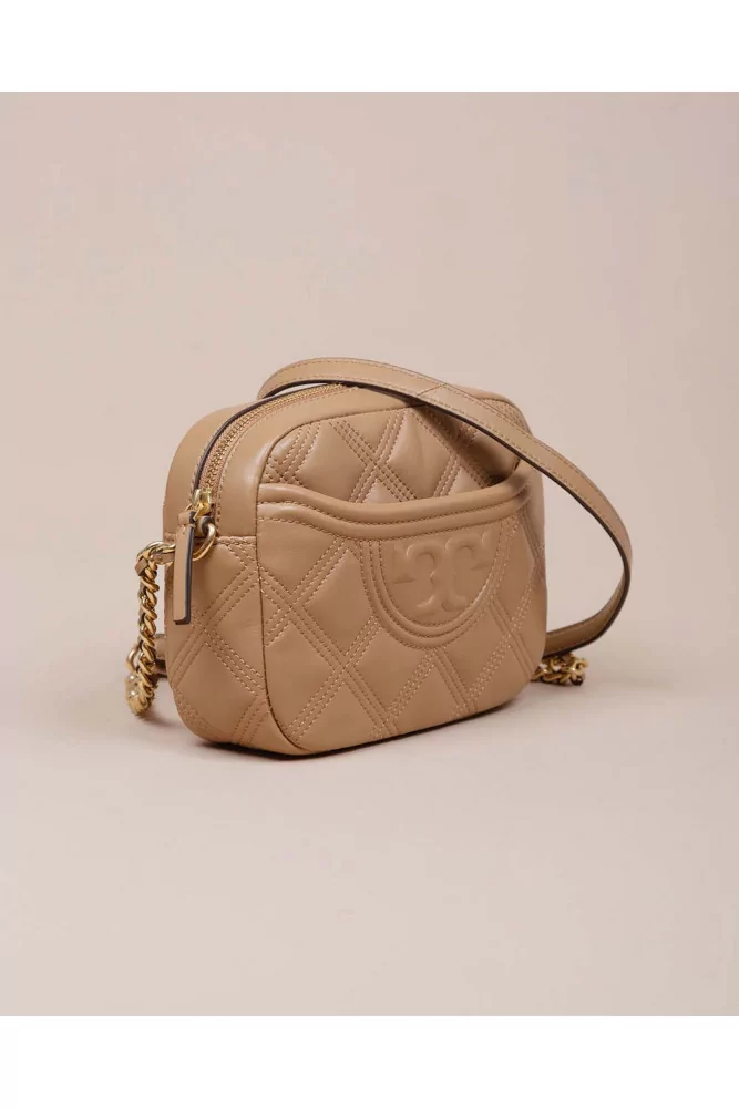 Fleming Leather Tote Bag in Beige - Tory Burch