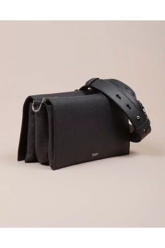 Achat Tracolina - Grained leather shoulder bag with flap and adjustable strap - Jacques-loup