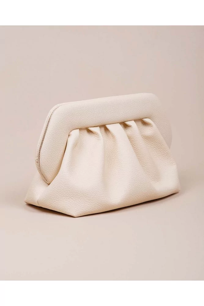 Themoirè - Sac pochette XL en cuir recomposé et bandoulière ajustable - crème