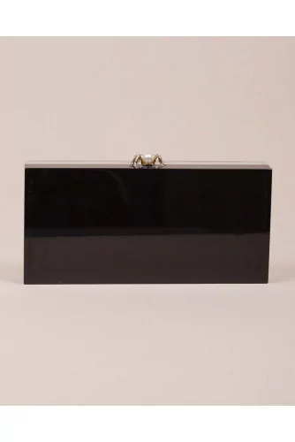 Perspex - Transparent plexi clutch bag with gold colored bag inside