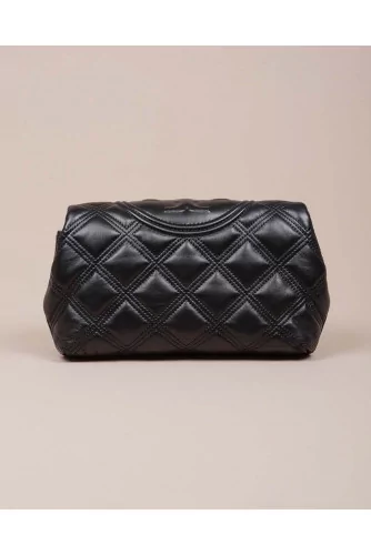 Fleming Clutch of Tory Burch - Black quilted clutch bag with flap