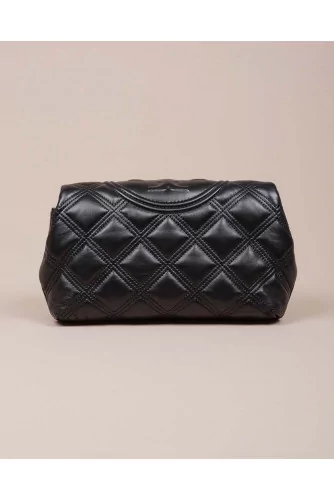 Quilted black leather clutch bag