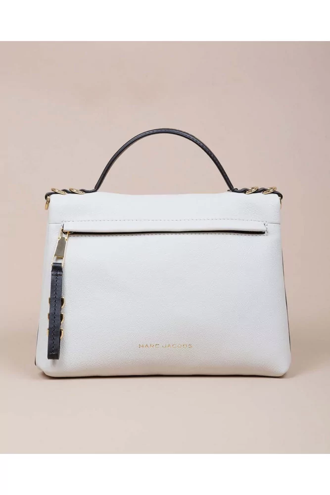 The Two Fold of Marc Jacobs - Trapez-shaped white bag in grained leather  with yellow inner lining for women