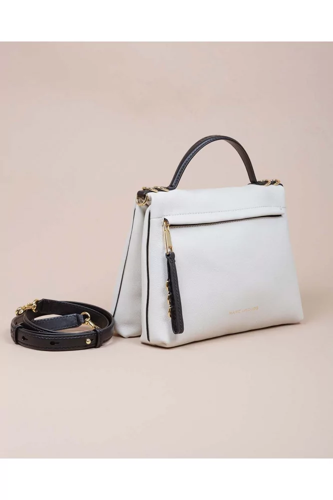 The Two Fold of Marc Jacobs - Trapez-shaped white bag in grained leather  with yellow inner lining for women