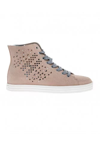 Split leather hi-top sneakers