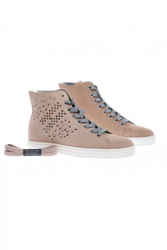 Split leather hi-top sneakers