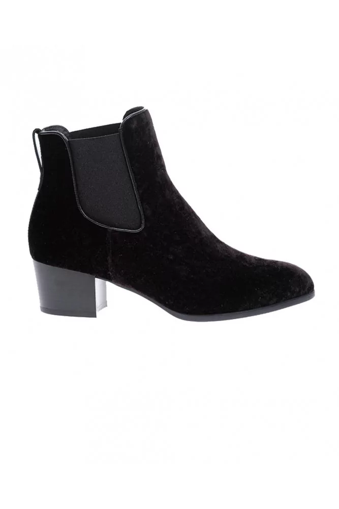 Bottines en velours avec élastiques 34 1/2 noir