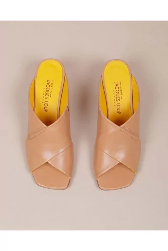 Nappa leather mules with two large straps 55