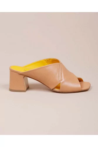 Nappa leather mules with two large straps 55