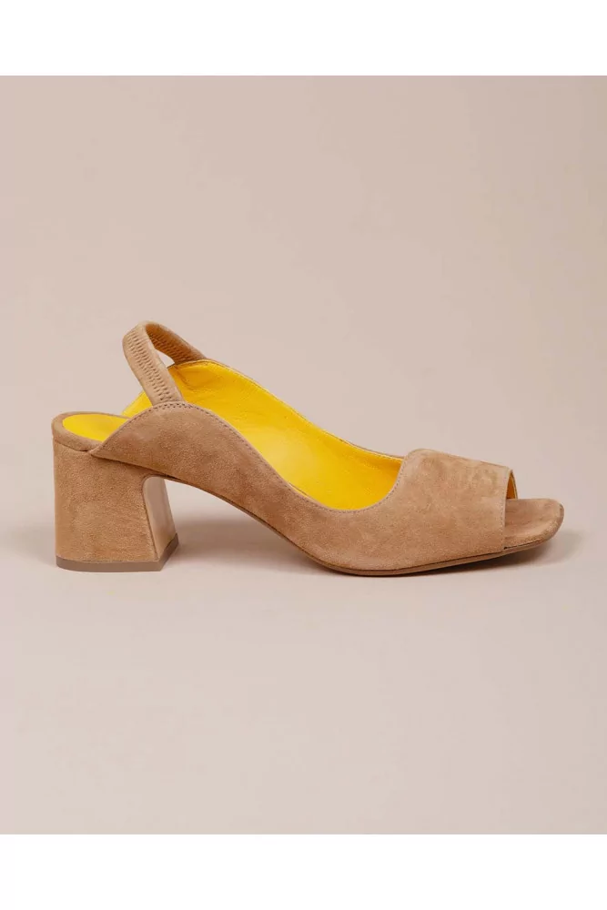 Suede sandals with open toe and ankle strap 55