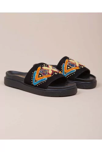 Achat Suede mules with embroidery and African design - Jacques-loup