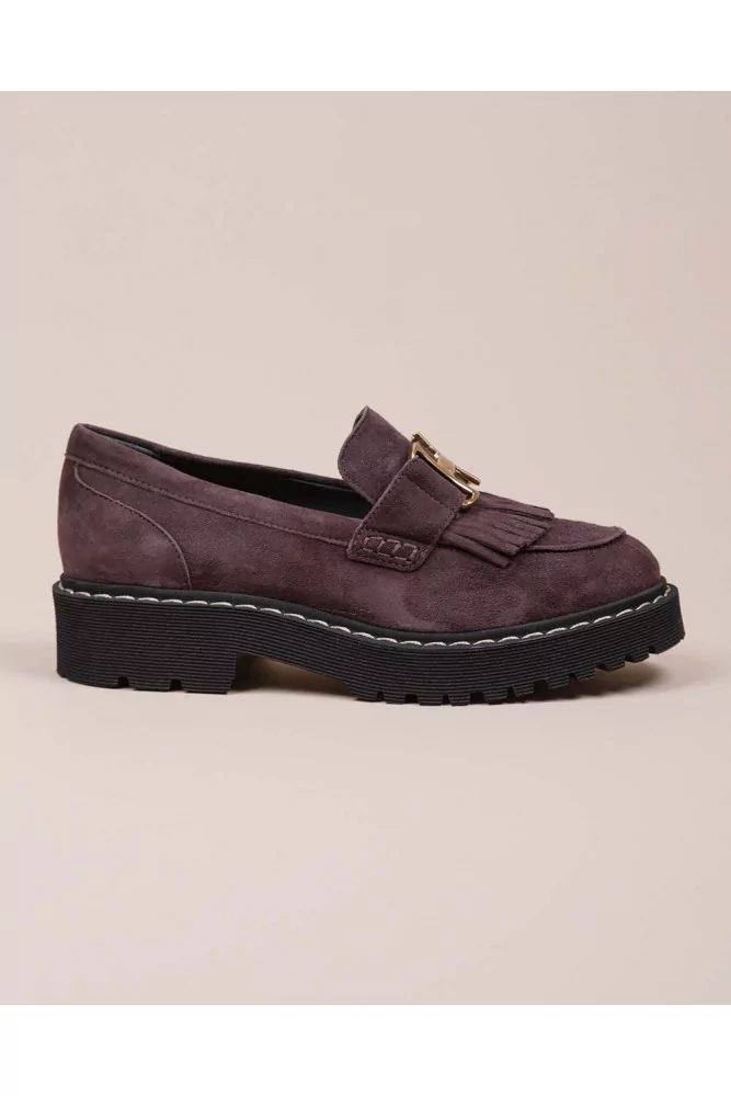 Suede moccasins penny strap of fringes 40