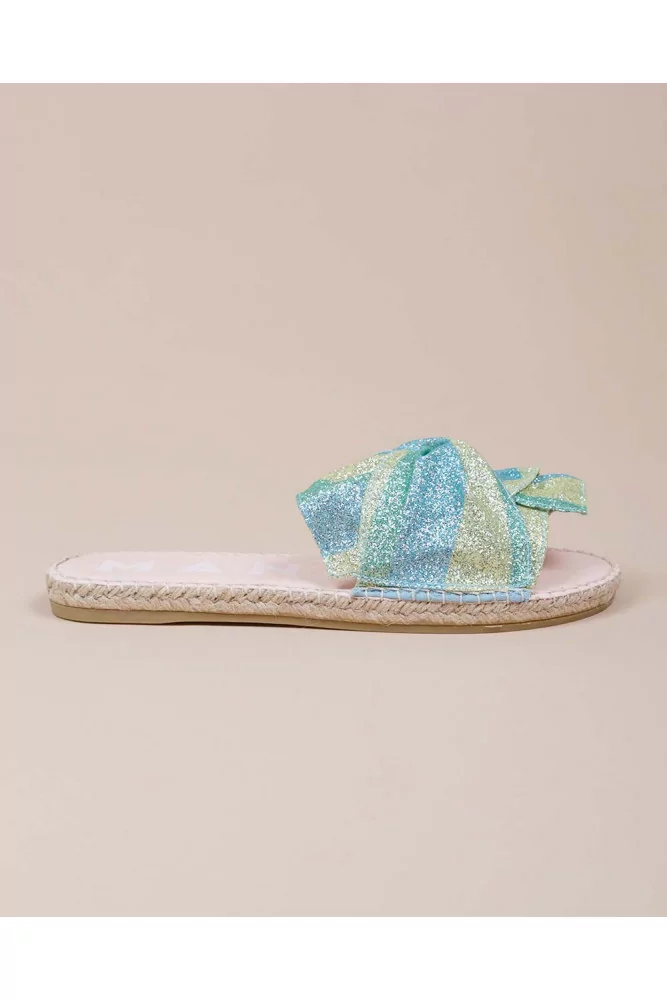 Manebi pour Jacques Loup - Mules plates avec tissu stretch à paillettes 36 Vert