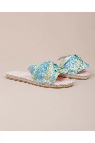 Achat Mules with bright spangled fabric and tied strap - Jacques-loup