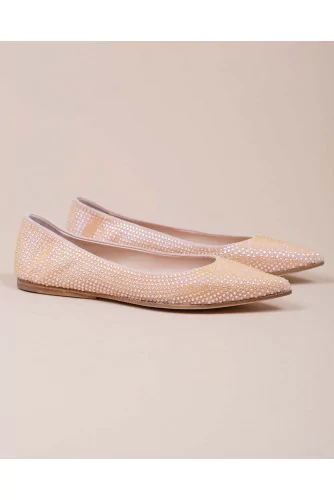 Suede ballerinas covered with sparkling stones