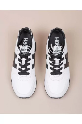 H383 - Leather and textile sneakers with animal print 40