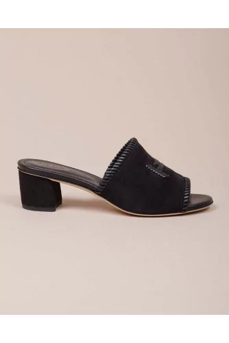 Achat Suede mules with double T logo 50mm - Jacques-loup