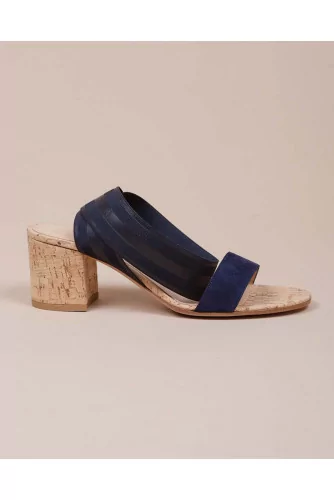 Leather sandals with elastic strap