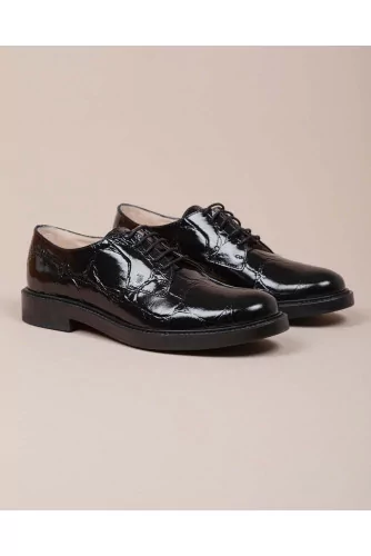 Calf leather derby shoes crocodile print 25