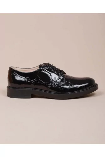 Calf leather derby shoes crocodile print 25