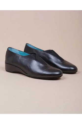 Leather ballerinas with platform heel