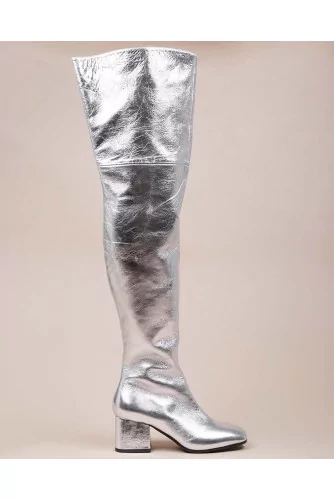 Leather thigh high boots with zipper 60