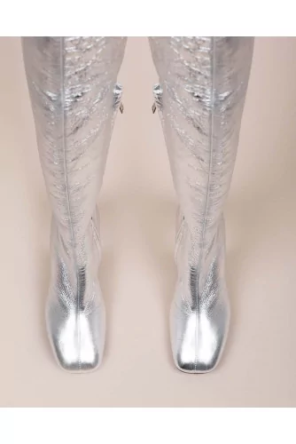 Leather thigh high boots with zipper 60