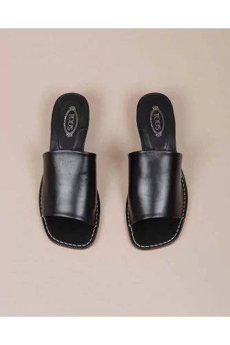 Mules en cuir de veau bande large 45