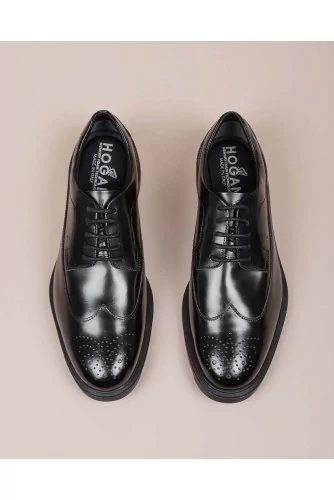Route - Glazed calf leather derby shoes decorative perforations