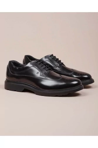 Achat Route - Glazed calf leather derby shoes decorative perforations - Jacques-loup